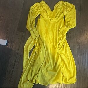 Banana Republic Yellow Satin Dress Size 6 Wedding Guest Look
